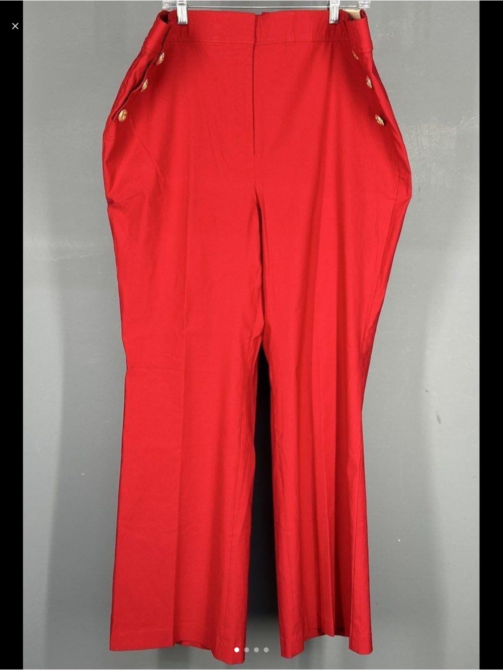Lane Bryant Red Wide-Leg Sailor Pants with Gold Buttons